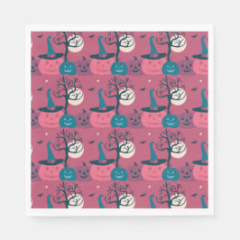 Dark Pink Kürbiszene Halloween Serviette
