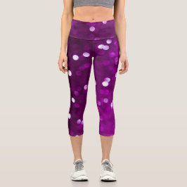 Dark Pink Magenta Fuchsia Funkelnd Bokeh Abstrakt Capri Leggings