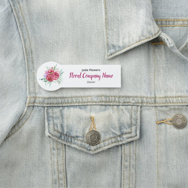 Dark Pink Peony Blume Blumenfirma kundenspezifisch Namensschild (Beispiel)