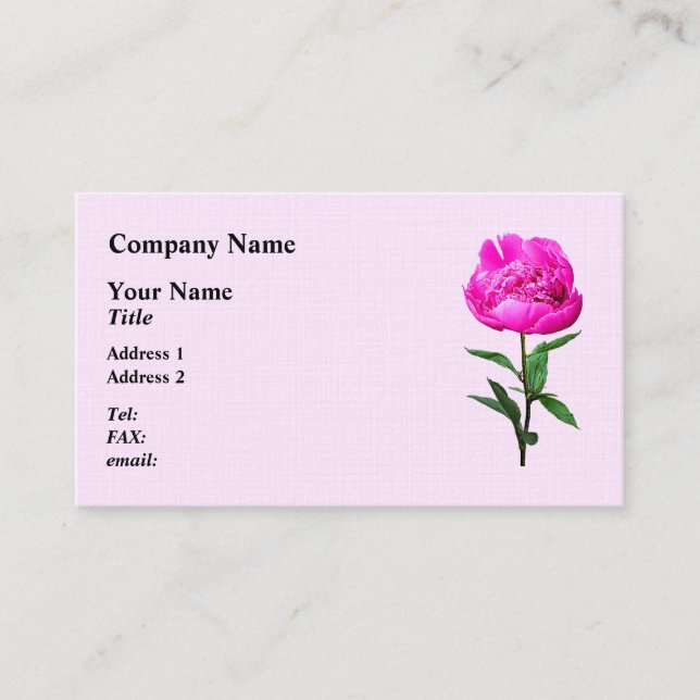 Dark Pink Peony Visitenkarte (Vorderseite)