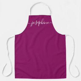 Dark Pink Simple Chic Elegant Script Name Schürze
