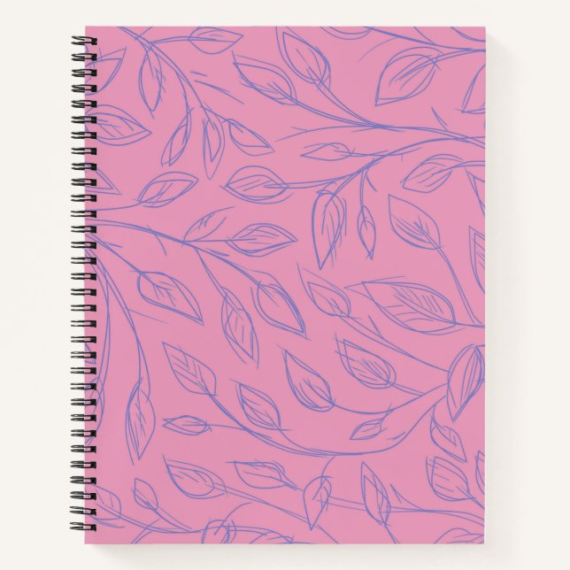 Dark Pink Spiral Notebook mit Lila Blätter Notizbuch (Vorderseite)