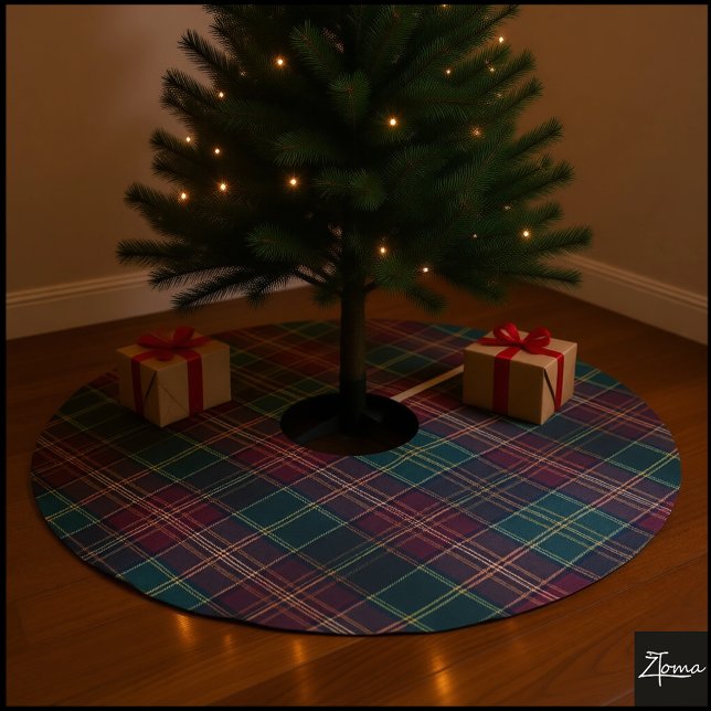 Dark Plaid Classic Tartan Green Red Polyester Weihnachtsbaumdecke (Von Creator hochgeladen)