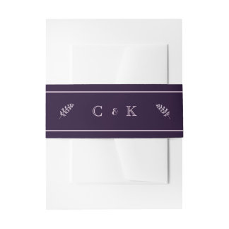 Dark Plum Initials Wedding Invitation Portrait Einladungsbanderole