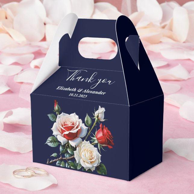 Dark Pretty pink white red roses floral wedding  Geschenkschachtel (Hochzeit)