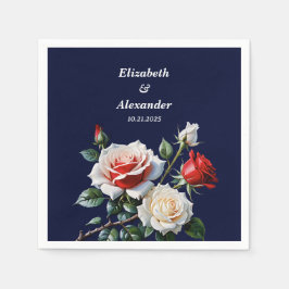 Dark Pretty pink white red roses floral wedding  Serviette