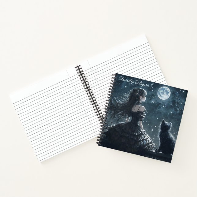 Dark Princess and Cat Spiral Notebook Notizbuch (Innenseite)