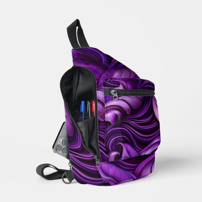 DARK PURPLE ABSTRACT SWIRLS CROSSBODY BAG (Offen)