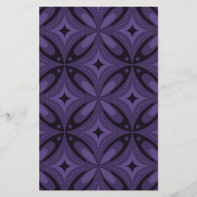Dark Purple Colored Retro Pattern Briefpapier (Vorderseite)