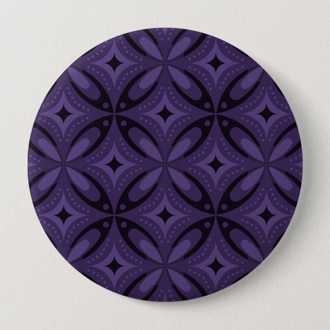 Dark Purple Colored Retro Pattern Button (Vorderseite)