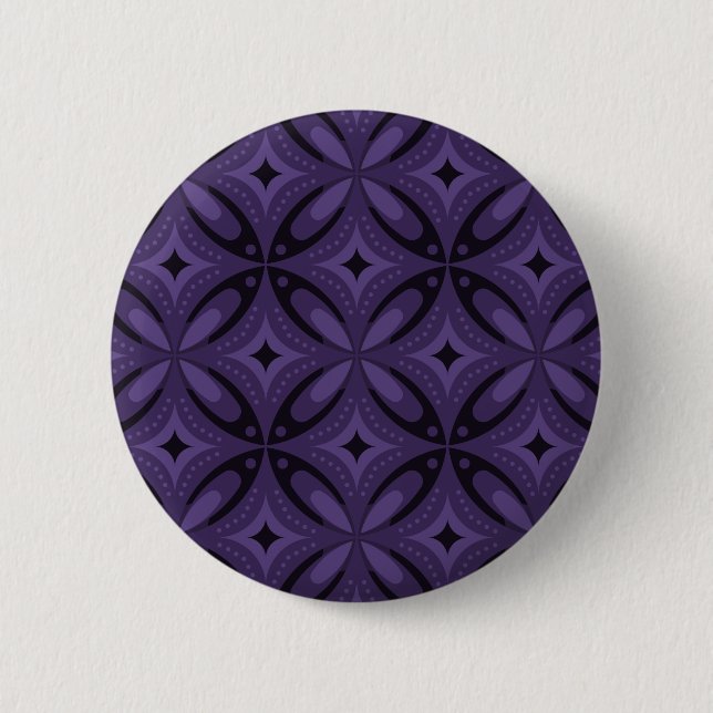 Dark Purple Colored Retro Pattern Button (Vorderseite)