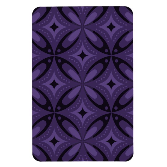 Dark Purple Colored Retro Pattern Magnet (Vertikal)