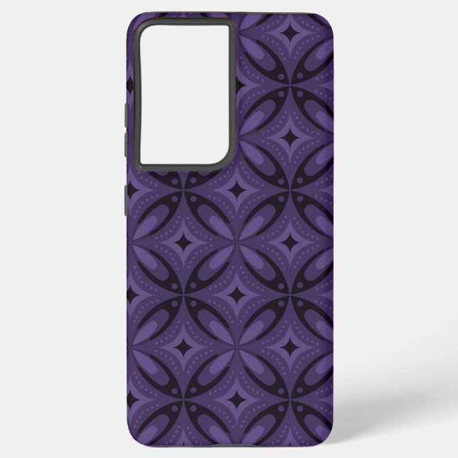 Dark Purple Colored Retro Pattern Samsung Galaxy Hülle (Rückseite)