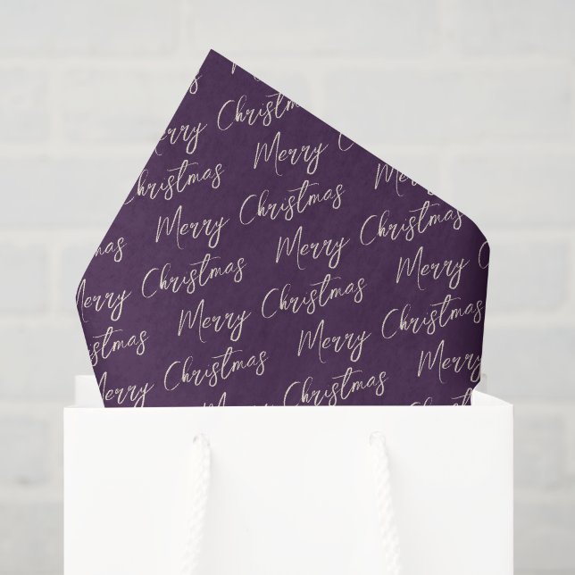 Dark Purple Elegant Script Merry Christmas Seidenpapier (Geschenktüte)