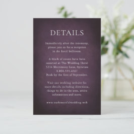 Dark Purple Fine Art Floral Elegant Wedding Begleitkarte