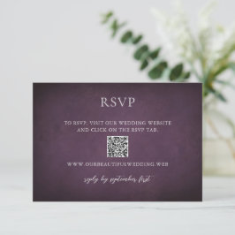 Dark Purple Fine Art Floral Elegant Wedding RSVP Karte