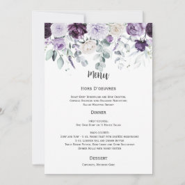 Dark Purple, Lavender, White Wedding Menu Einladung