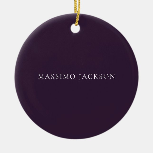Dark Purple Minimalist Plain Modern  Keramik Ornament (Vorne)