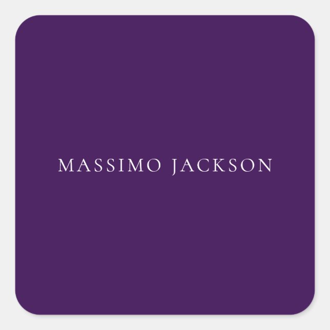 Dark Purple Minimalist Plain Modern  Quadratischer Aufkleber (Vorderseite)