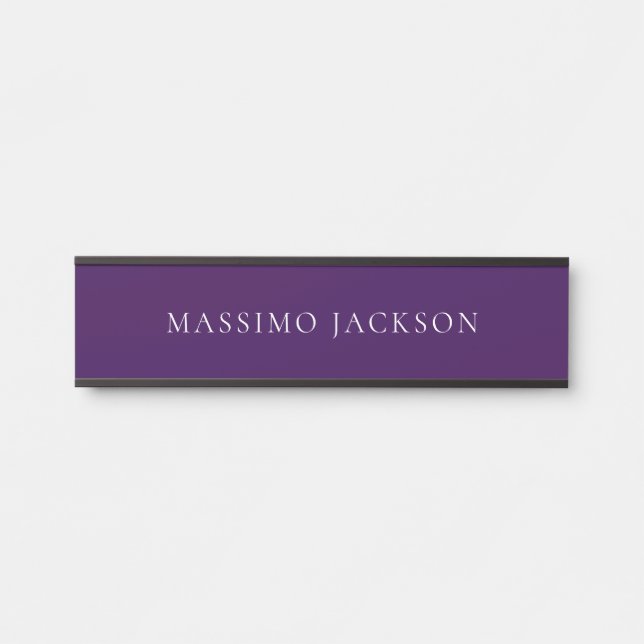 Dark Purple Minimalist Plain Modern  Türschild (Vorderseite )