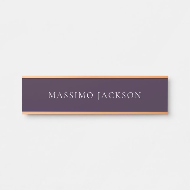Dark Purple Minimalist Plain Modern  Türschild (Vorderseite )