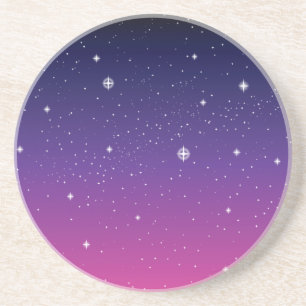 Dark Purple Starry Night Sky Sandstein Untersetzer