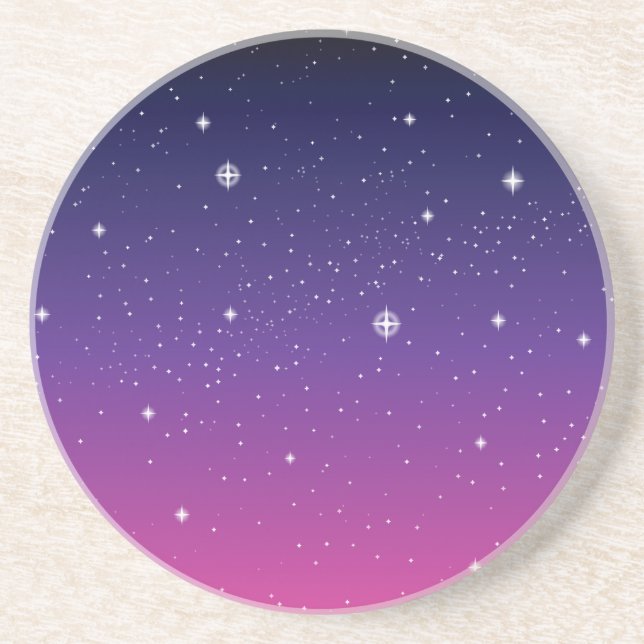 Dark Purple Starry Night Sky Sandstein Untersetzer (Vorne)