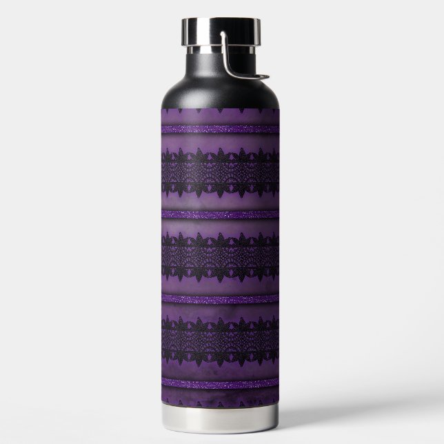 DARK PURPLE WITH BLACK HALLOWEEN LACE PATTERNS TRINKFLASCHE (links)