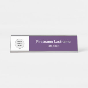 Dark Purple Your Logo Modern Desk Nom Plaque