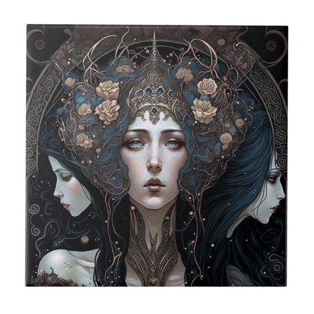 Dark Queen Fantasy Art Fliese (Vorderseite)
