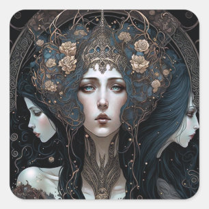 Dark Queen Fantasy Art Quadratischer Aufkleber
