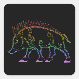 Dark Rainbow Boar Quadratischer Aufkleber