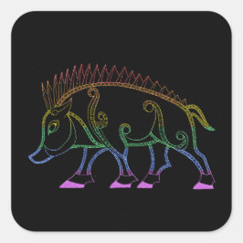 Dark Rainbow Boar Quadratischer Aufkleber