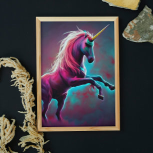 Dark Rainbow Gothic Unicoron AI erstellt digitale  Poster