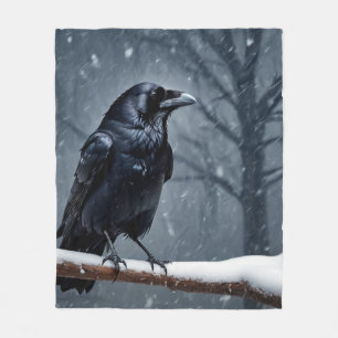Dark Raven Black Bird Fleecedecke