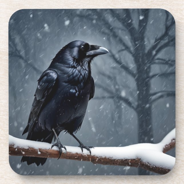 Dark Raven Black Bird Getränkeuntersetzer (Vorderseite)