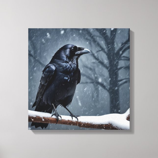 Dark Raven Black Bird Leinwanddruck (Vorderseite)