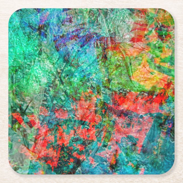 Dark red abstract paper coaster.Dazzling rosy art  Rechteckiger Pappuntersetzer (Vorderseite)