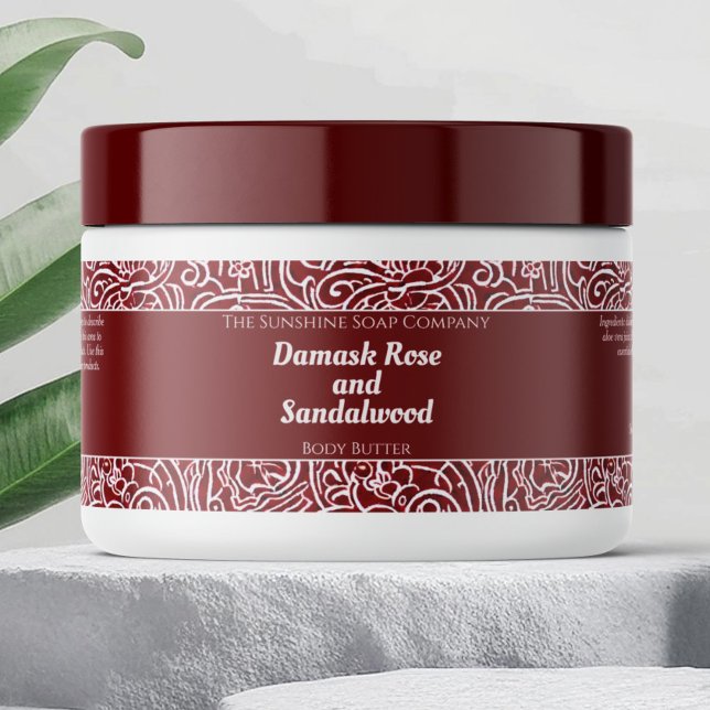 Dark Red Abstrakt Waterproof Cosmetics Jar Label (Von Creator hochgeladen)