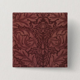 Dark Red Acanthus Blätter (von William Morris) Button