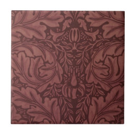 Dark Red Acanthus Blätter (von William Morris) Fliese