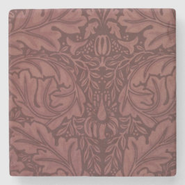 Dark Red Acanthus Blätter (von William Morris) Steinuntersetzer