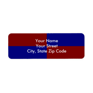 Dark Red and Blue Rectangle return address label