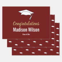 Dark Red and White Abschluss Herzlichen Glückwunsc