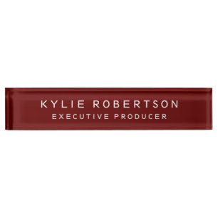 Dark Red Beruflich Trendy Moderne Minimalistisch Namensplakette