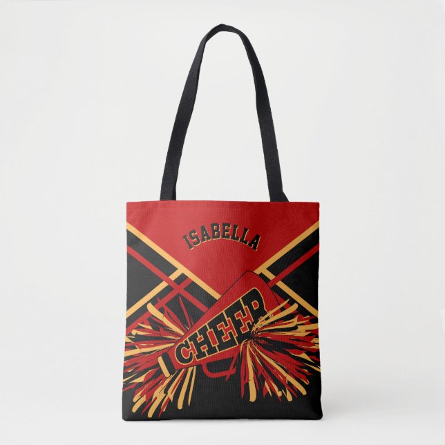 Dark Red, Black & Gold Cheerleader Design Tasche (Vorderseite)