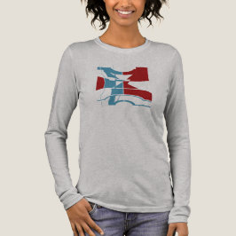 Dark Red Blue Curved Geometric Abstract Design Tri-Blend Shirt