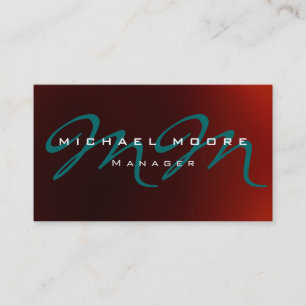 Dark Red Blue Monogram Business Card Visitenkarte