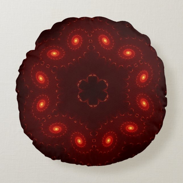Dark Red Burgandy Gothic Lace Snowflake Rundes Kissen (Vorderseite)