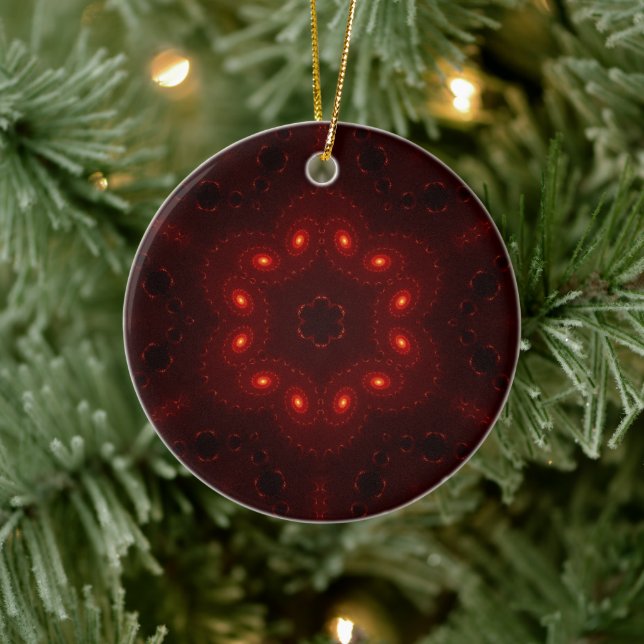 Dark Red Burgundy Gothic Lace Snowflake Keramik Ornament (Baum)